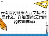 云南医药健康职业学院校训是什么，详细阐述(云南医药校训详解)