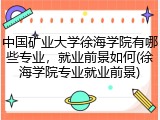 中国矿业大学徐海学院有哪些专业，就业前景如何(徐海学院专业就业前景)