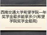 西南交通大学希望学院一年奖学金最多能拿多少(希望学院奖学金最高)