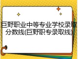 巨野职业中等专业学校录取分数线(巨野职专录取线)