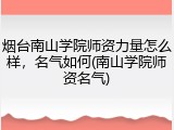 烟台南山学院师资力量怎么样，名气如何(南山学院师资名气)