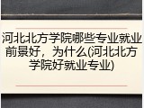 河北北方学院哪些专业就业前景好，为什么(河北北方学院好就业专业)