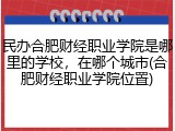 民办合肥财经职业学院是哪里的学校，在哪个城市(合肥财经职业学院位置)