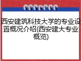 西安建筑科技大学的专业设置概况介绍(西安建大专业概览)
