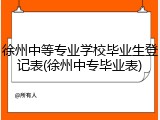 徐州中等专业学校毕业生登记表(徐州中专毕业表)