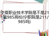 宁夏职业技术学院是不是211或985高校(宁职院是211/985吗)