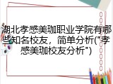 湖北孝感美珈职业学院有哪些知名校友，简单分析("孝感美珈校友分析")
