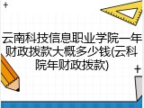 云南科技信息职业学院一年财政拨款大概多少钱(云科院年财政拨款)