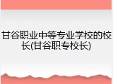 甘谷职业中等专业学校的校长(甘谷职专校长)