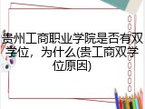 贵州工商职业学院是否有双学位，为什么(贵工商双学位原因)