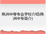 株洲中等专业学校介绍(株洲中专简介)