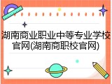 湖南商业职业中等专业学校官网(湖南商职校官网)