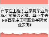 石家庄工程职业学院毕业后就业前景怎么样，毕业生去向(石家庄工程职业学院就业去向)