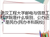 武汉工程大学邮电与信息工程学院是什么级别，公办还是民办(民办本科院校)