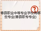 曹县职业中等专业学校有哪些专业(曹县职专专业)