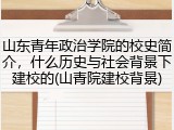 山东青年政治学院的校史简介，什么历史与社会背景下建校的(山青院建校背景)