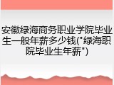 安徽绿海商务职业学院毕业生一般年薪多少钱("绿海职院毕业生年薪")