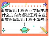 重庆智能工程职业学院主攻什么方向有哪些王牌专业(重庆职院智能工程王牌专业)