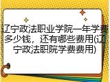 辽宁政法职业学院一年学费多少钱，还有哪些费用(辽宁政法职院学费费用)