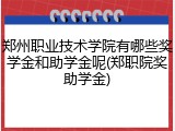 郑州职业技术学院有哪些奖学金和助学金呢(郑职院奖助学金)