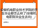 安徽机电职业技术学院的学生毕业都怎么样了(安徽机电职院毕业生去向)