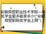 安徽商贸职业技术学院一年奖学金最多能拿多少("安徽商贸职院奖学金上限")
