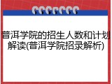 普洱学院的招生人数和计划解读(普洱学院招录解析)