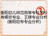 衡阳幼儿师范高等专科学校有哪些专业，王牌专业分析(衡阳幼专专业分析)