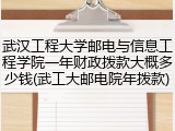 武汉工程大学邮电与信息工程学院一年财政拨款大概多少钱(武工大邮电院年拨款)