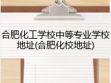 合肥化工学校中等专业学校地址(合肥化校地址)