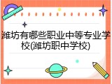 潍坊有哪些职业中等专业学校(潍坊职中学校)