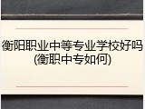 衡阳职业中等专业学校好吗(衡职中专如何)