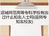 运城师范高等专科学校有出过什么知名人士吗(运师专知名校友)