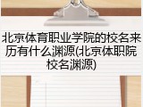 北京体育职业学院的校名来历有什么渊源(北京体职院校名渊源)