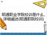 昭通职业学院校训是什么，详细阐述(昭通职院校训)