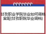 甘孜职业学院毕业如何调档案呢(甘孜职院毕业调档)