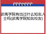 武夷学院有出过什么知名人士吗(武夷学院知名校友)
