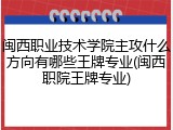 闽西职业技术学院主攻什么方向有哪些王牌专业(闽西职院王牌专业)