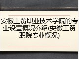 安徽工贸职业技术学院的专业设置概况介绍(安徽工贸职院专业概况)