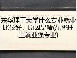 东华理工大学什么专业就业比较好，原因是啥(东华理工就业强专业)