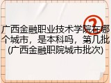 广西金融职业技术学院在哪个城市，是本科吗，第几批(广西金融职院城市批次)