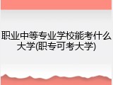 职业中等专业学校能考什么大学(职专可考大学)
