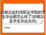 安徽冶金科技职业学院的学生毕业都怎么样了(安徽冶金学生毕业去向)