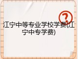 江宁中等专业学校学费(江宁中专学费)