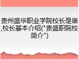 贵州盛华职业学院校长是谁,校长基本介绍("贵盛职院校简介")