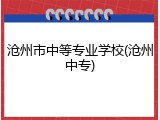 沧州市中等专业学校(沧州中专)