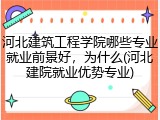 河北建筑工程学院哪些专业就业前景好，为什么(河北建院就业优势专业)