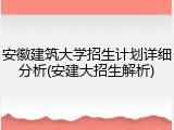 安徽建筑大学招生计划详细分析(安建大招生解析)