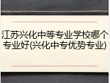 江苏兴化中等专业学校哪个专业好(兴化中专优势专业)