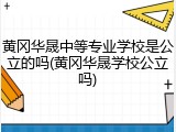 黄冈华晟中等专业学校是公立的吗(黄冈华晟学校公立吗)